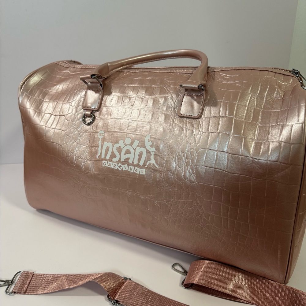 Insane Carnival Croc Embossed Rose Gold Duffle Gym Travel Bag w/ Strap